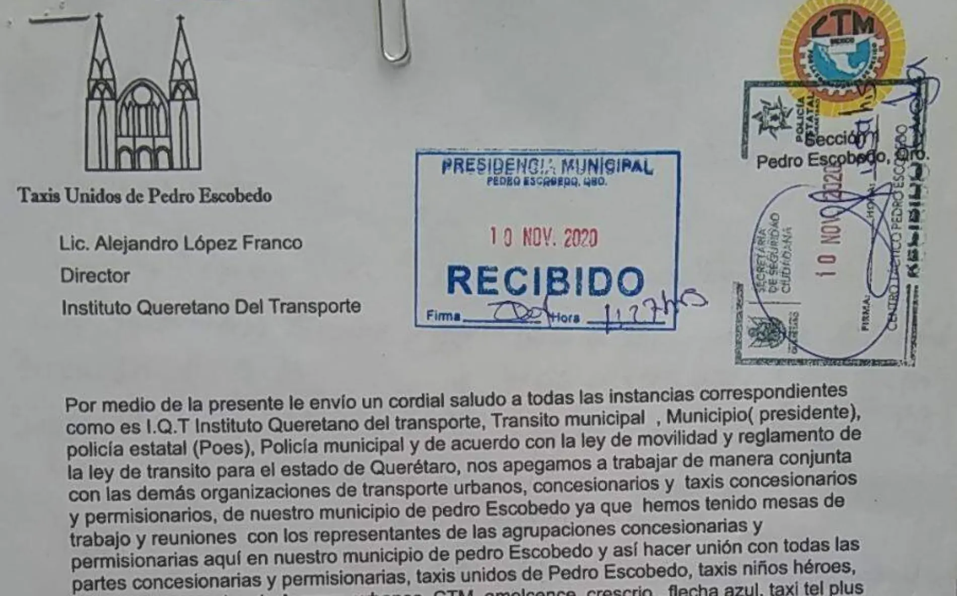 Piden que haya mesas de trabajo con autoridades estatales y municipales.  Cortes_a Transporte Pedro Escobedo.